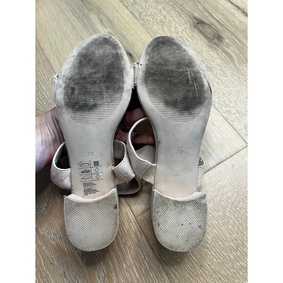 H&M Nude Suede Block Heels sz 38 - Picture 5 of 6